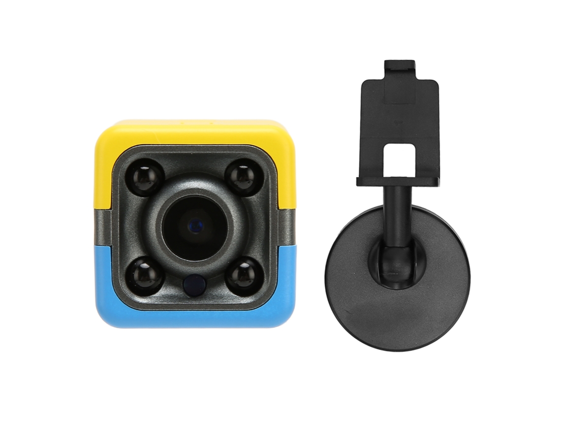 Câmera à prova d'água Full HD 1080p com visão noturna, azul e amarela.
