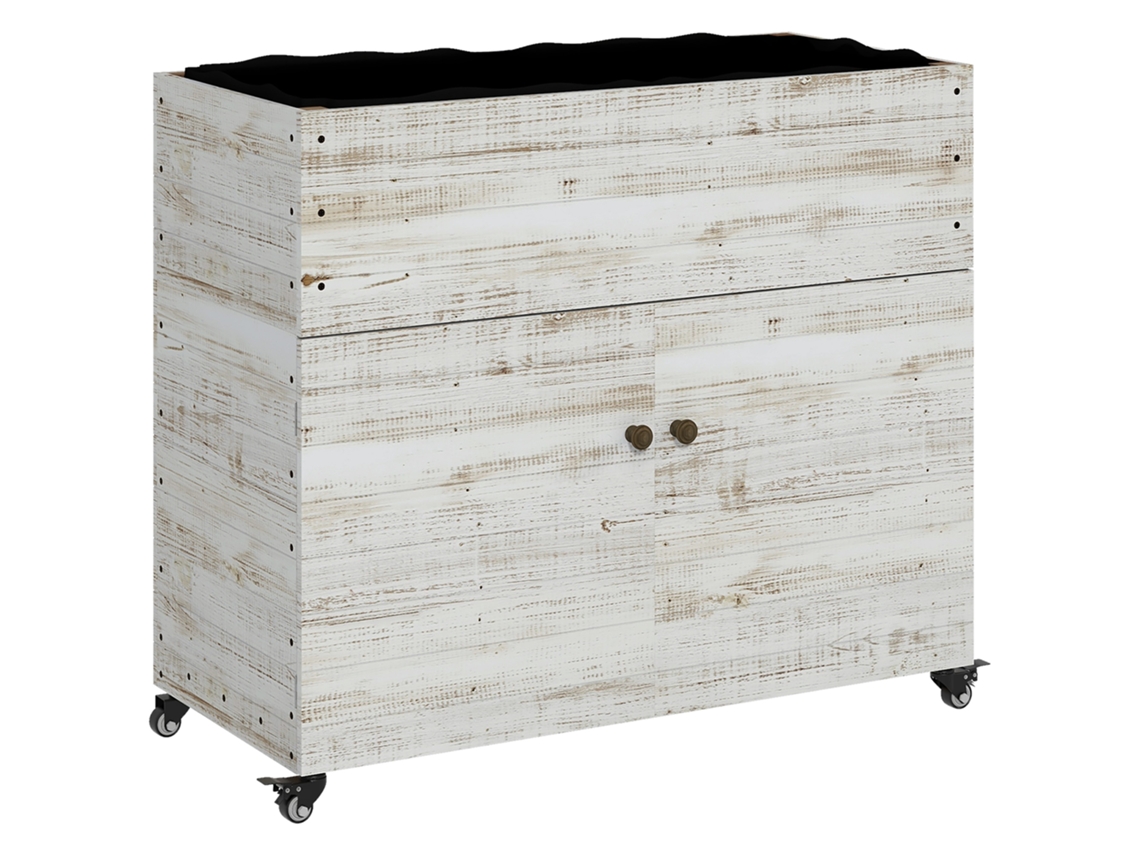 Canteiro Branco com Rodas VELTRIX, 110x50x95cm