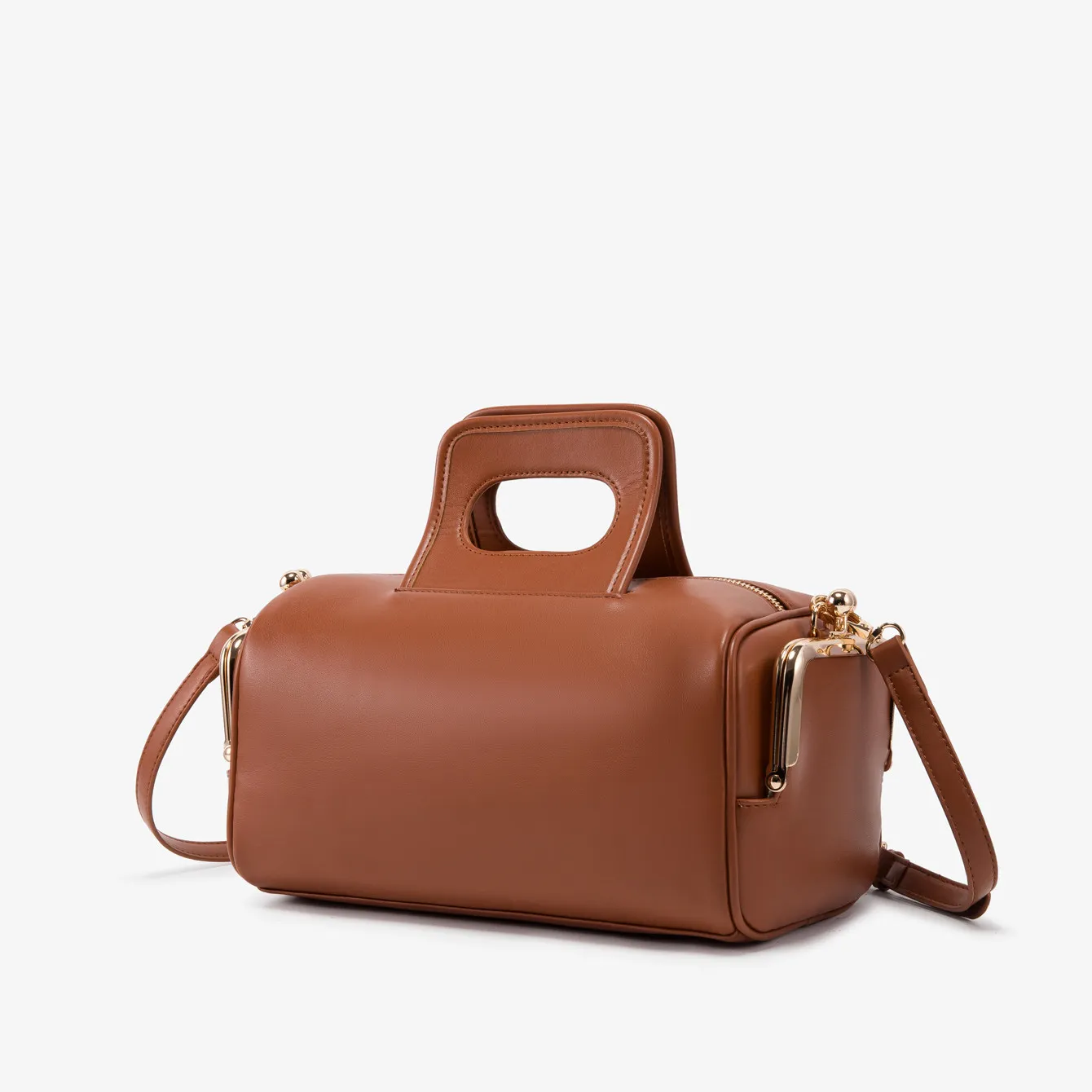 (marrom) Bolsa Tipo Caixa Elegante Com Fecho De Pressão, Bolsa Feminina, Bolsa De Ombro/transversal Em Couro Pu