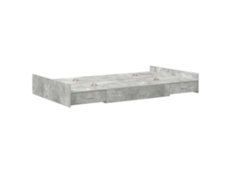 Conjunto 1 Estrutura De Cama Moderna Vidaxl Cinzento Madeira De Pinho Maciça (120 X 190 Cm)
