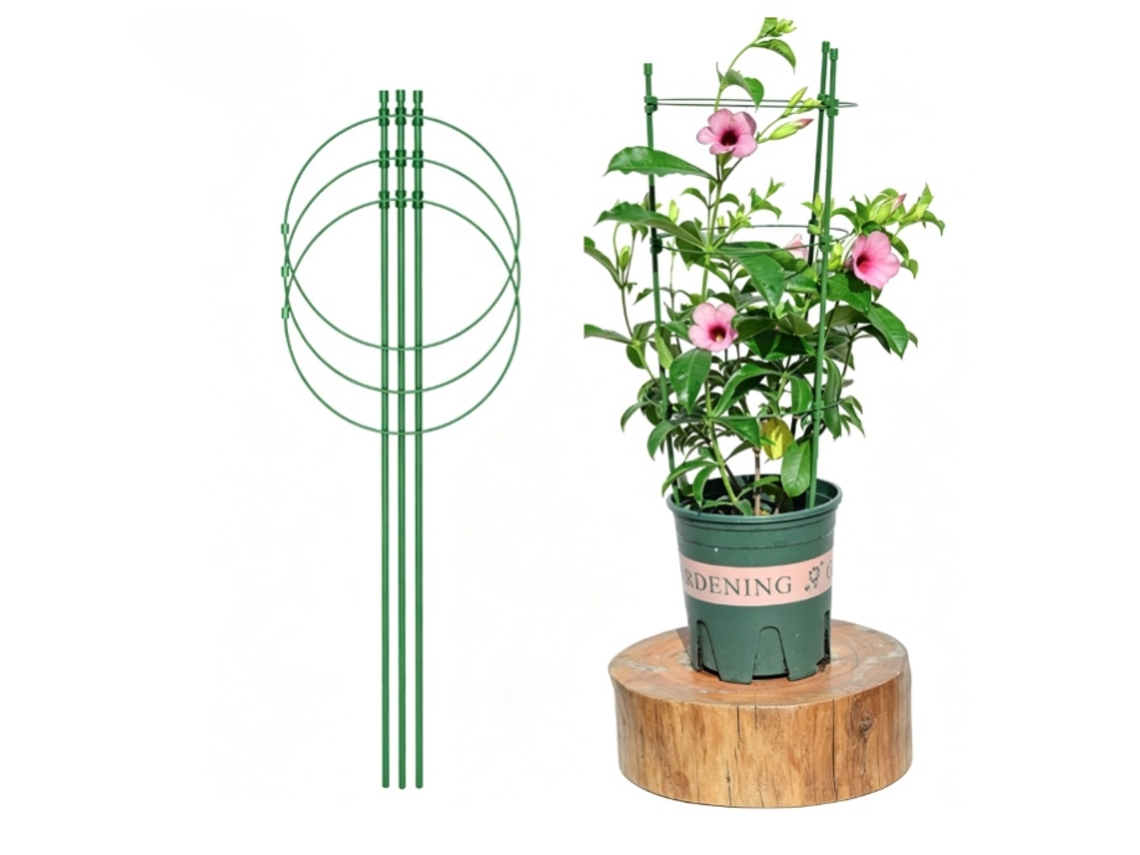 Conjunto De 5 Treliças Redondas, Com 60 Cm De Diâmetro, Suportes E Estacas Para Plantas Trepadeiras Em Vasos.