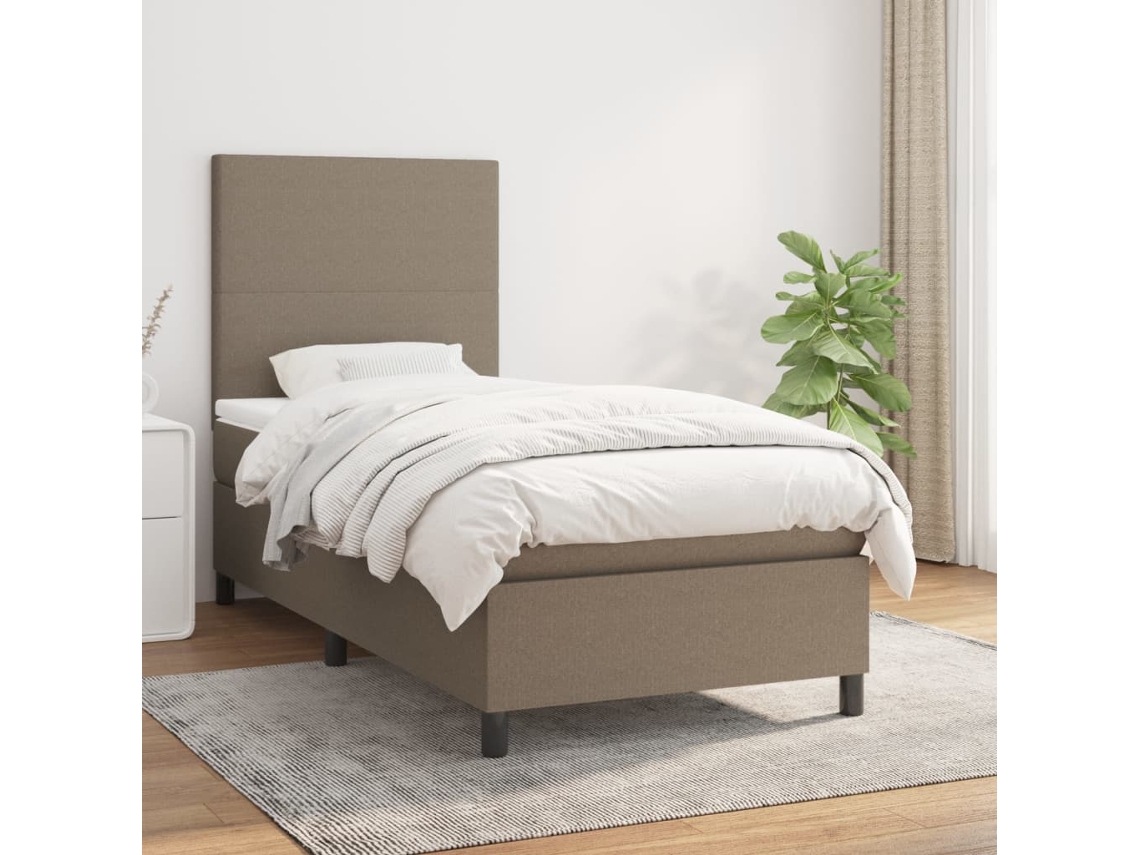 Vidaxl Cama Com Molas/colchão 100x200 Cm Tecido Cinza-acastanhado
