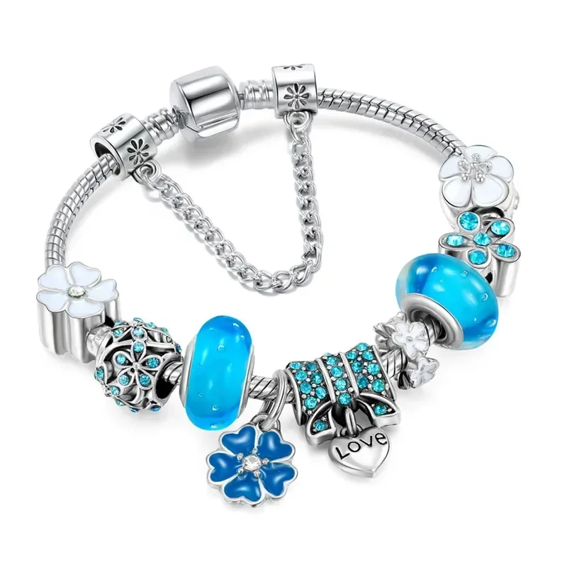 (azul) Pulseira De Diamante De Vidro Diy, Estilo Panela, Joias Personalizadas
