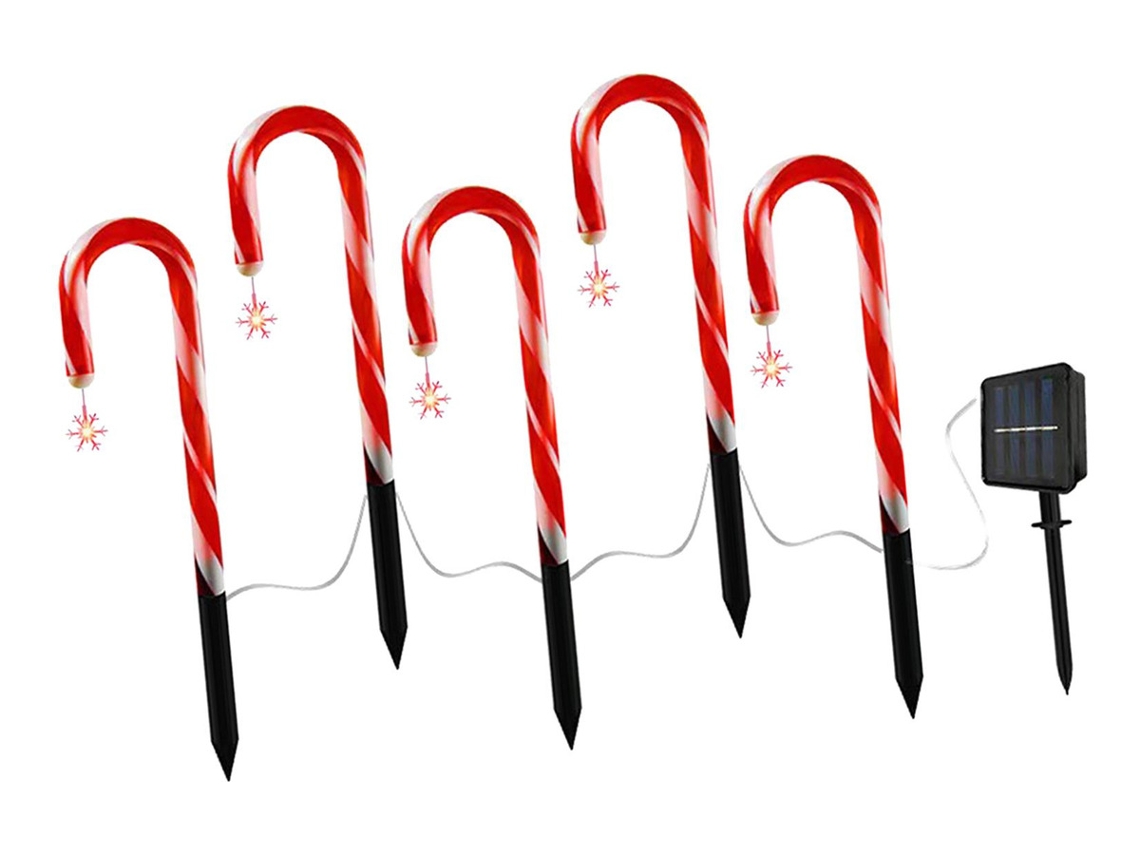 Luzes Solares De Natal Em Formato De Bengala De Docesslowmoose