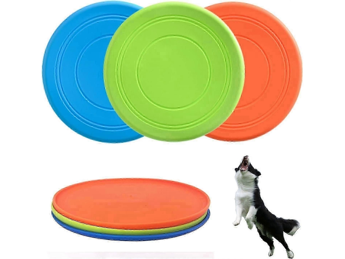 Disco De Brinquedo Para Cachorro, Pacote Com 3, Borracha Macia, Leve, Flutua Na Água, 7 Polegadas