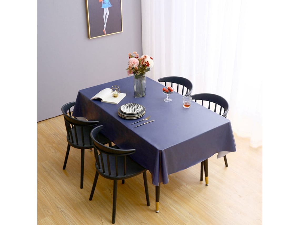 2026-toalha De Mesa Retangular De Pvc Azul Marinho, 60x104 Polegadas, Resistente A Água E Óleo, Para Mesa De Jantar, Festa Buffet E Acampamento