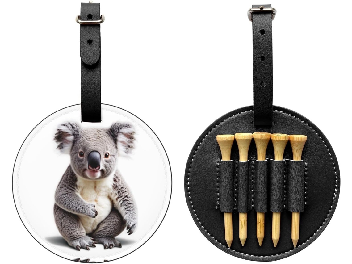 Bolsa para Tees de Golfe com Estampa de Coala Preto, Preta S/MARCA
