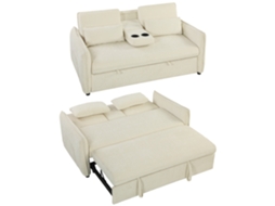 Estrutura de Cama CHEZMOI 140x190 cm, Madeira, Creme