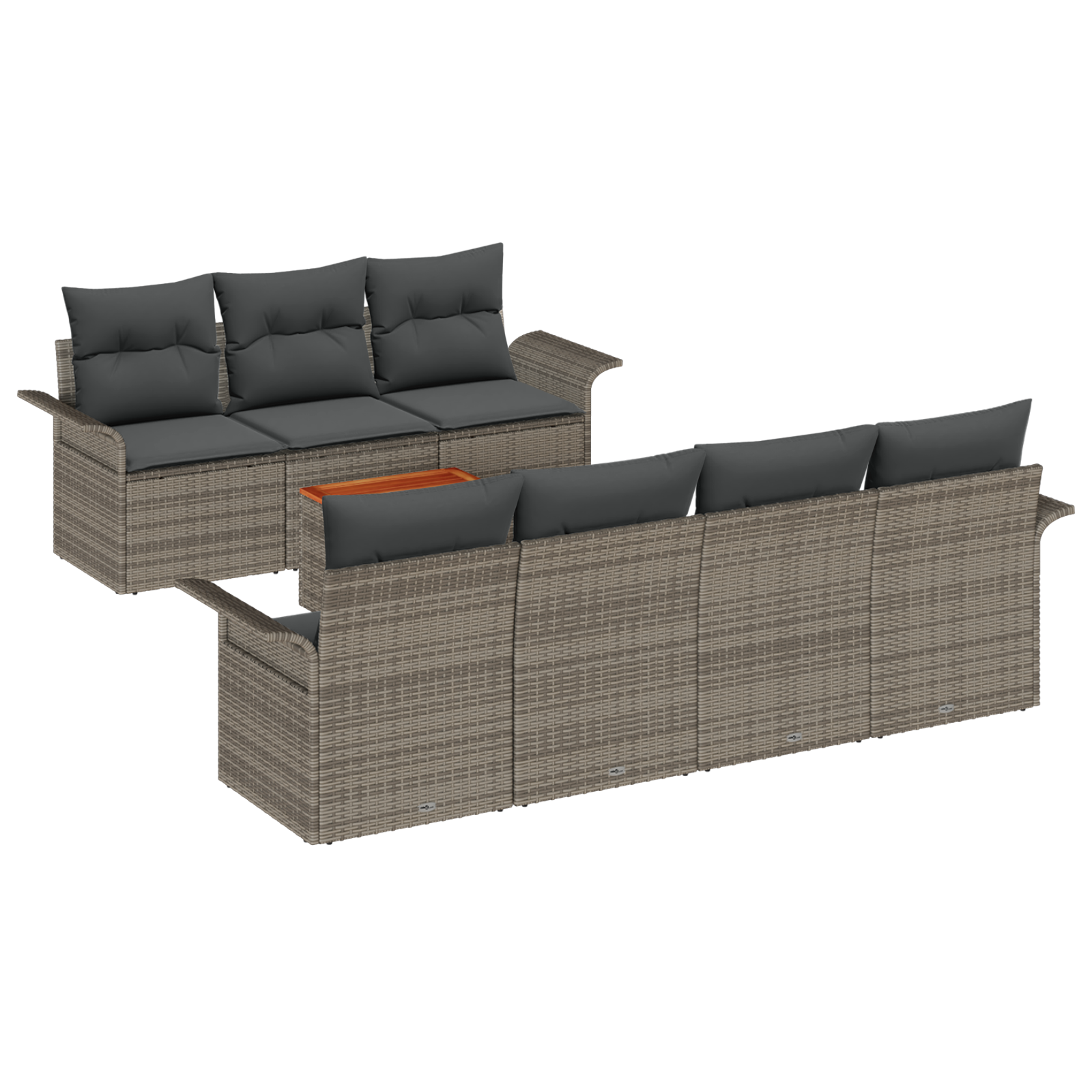 Conjunto 8 Conjunto De Sofá De Jardim Vidaxl Cinzento Vime Pe (251 X 62 X 69 Cm)