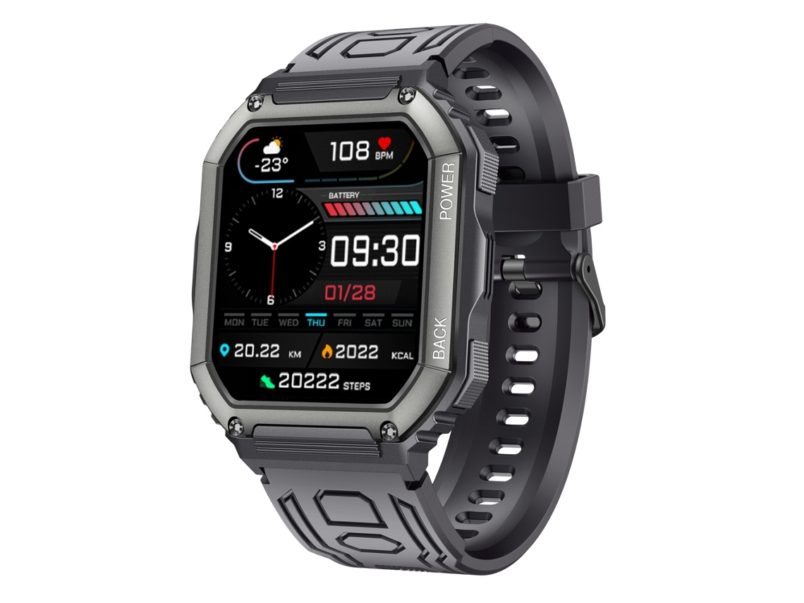 Smartwatch K6 à prova d'água IP67 de 1,8'', suporte para monitoramento de frequência cardíaca / sono (cinza)