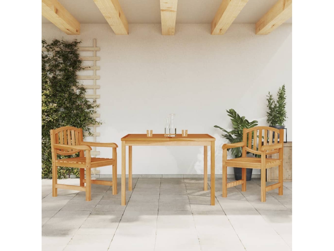 Vidaxl 3 Pcs Conjunto De Jantar Para Jardim Madeira De Teca Maciça