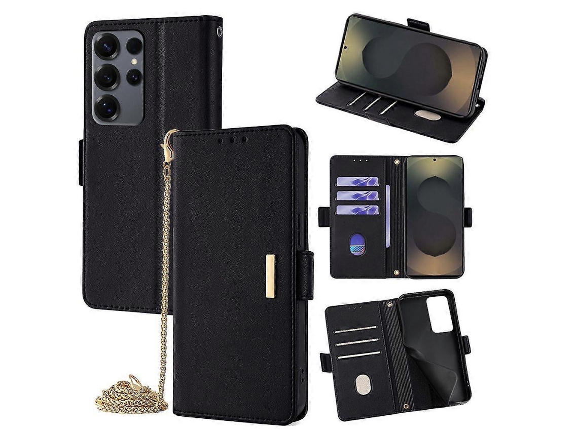 Capa De Celular De Couro Com Corrente Transversal