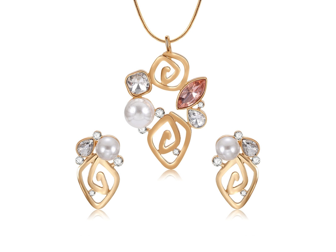 Conjunto De Jóias De Noiva Acessorios Fashion Zircão Pérola