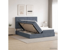 Vidaxl Cama De Armazenamento Led Com Colchão Cinzento-escuro