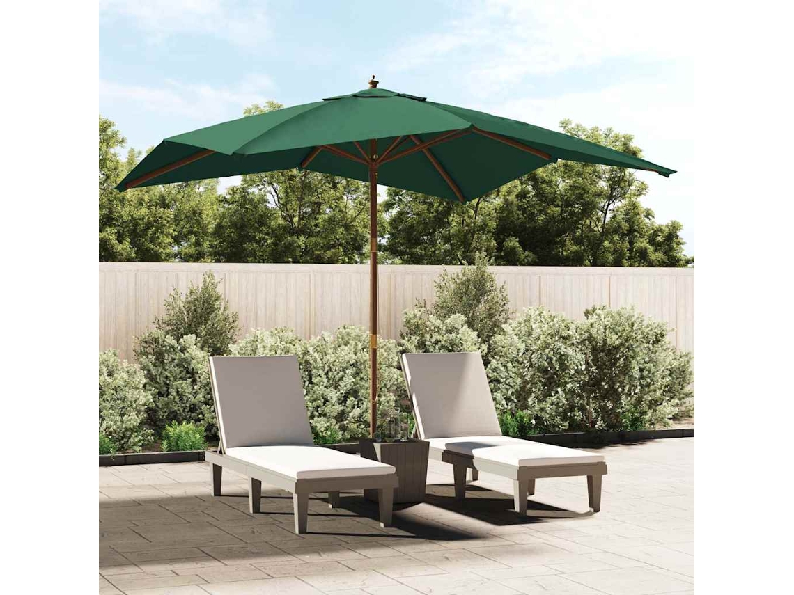 Vidaxl Guarda-sol De Jardim Com Poste De Madeira 300x300x273 Cm Verde