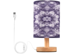 Abajur De Cabeceira Mandala Para Quarto, Com Portas De Carregaje USB C, Luminária De Mesa Cabeceira, Luminária De