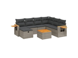 Conjunto de 8 Sofás de Jardim com Almofadões Vime Pe Cinzento MAISON EXCLUSIVE (8 pcs)