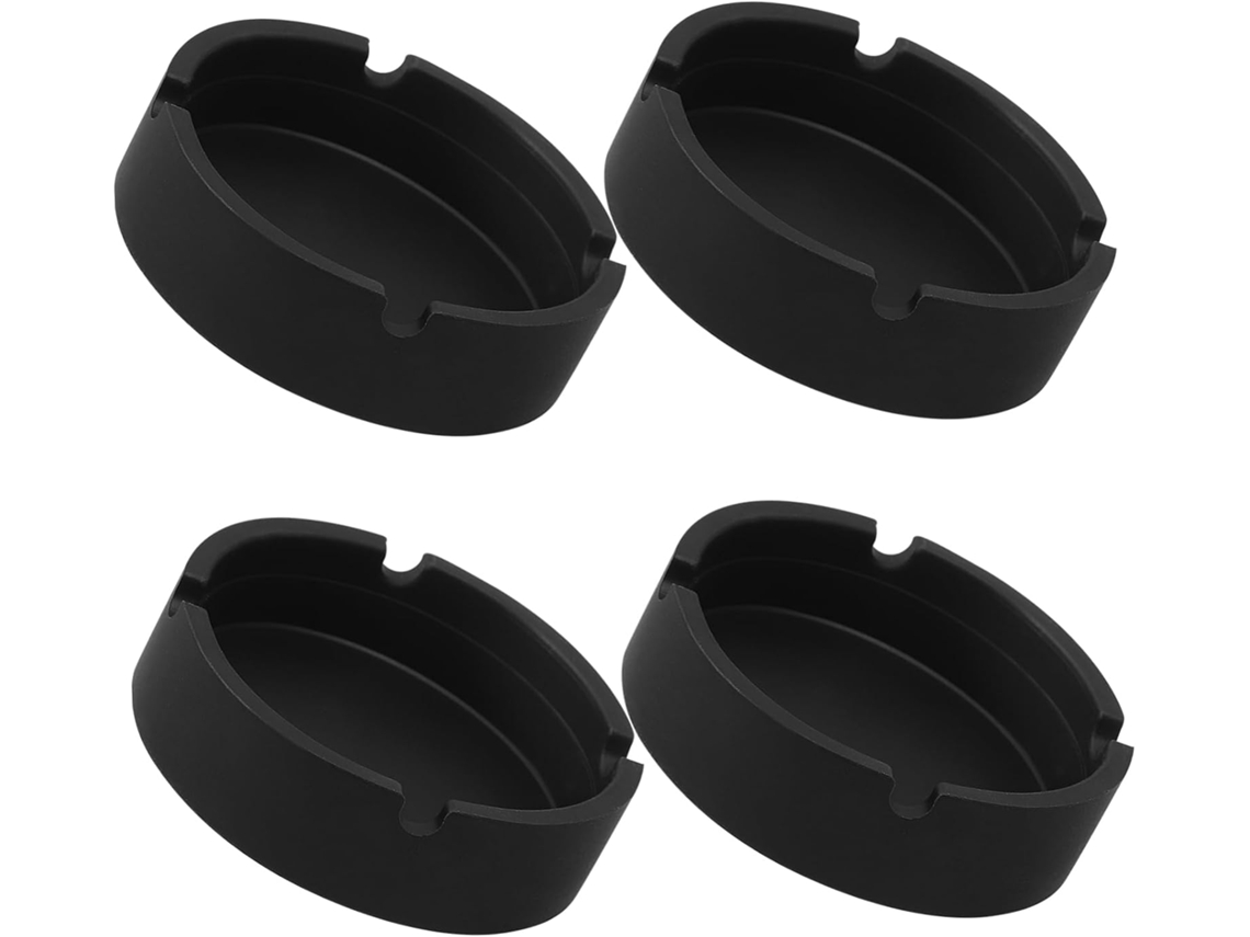 Cendriers Ronds En Silicone Noir Lote De 4 Superfícies Lisse E Design Práticas Simples Para Decoração De Mesa