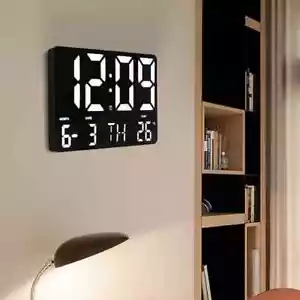 Relógio Digital de Parede Led com Controle de Temperatura, Sensor de Data e Hora, Desligamento e Memória SUNNY SPACES