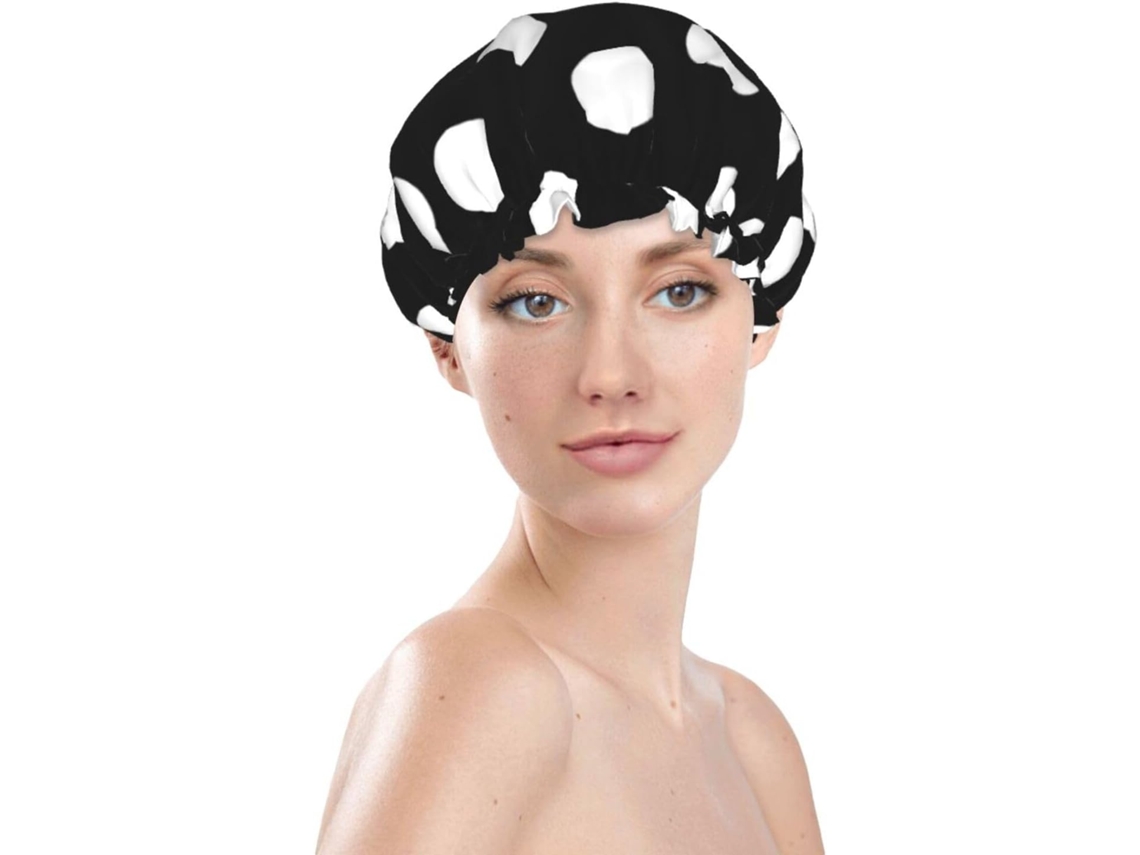 Touca De Banho Feminina, Reutilizável, Impermeável, Dupla Camada, Com Elástico, Ideal Para Cabelos Longos, Com Estampa