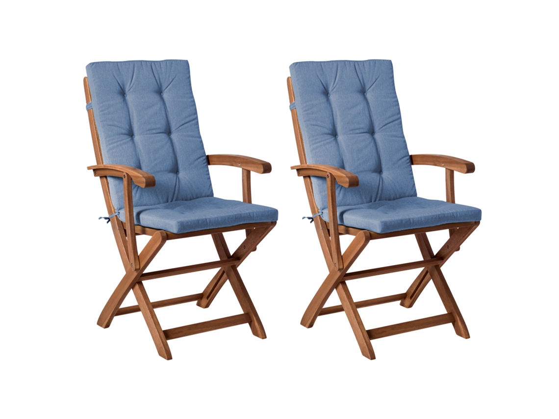 Juego De Sillas Plegables De Exterior Beliani Maui Premium De Madera De Acacia Marrón 46x48x92