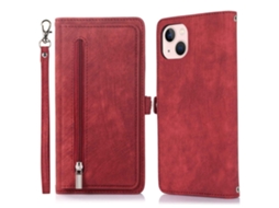 Capa Pega Plusvermelho Para Iphone 14 Plus Pele Sintética Com Porta-cartões