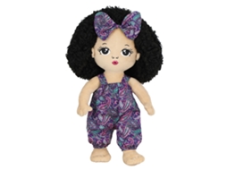 Ats muñeca Adorable de 17 Polegadas com Pele Branca, Cabelo Cacheado, Vestido e Laço Muñeca para Menina