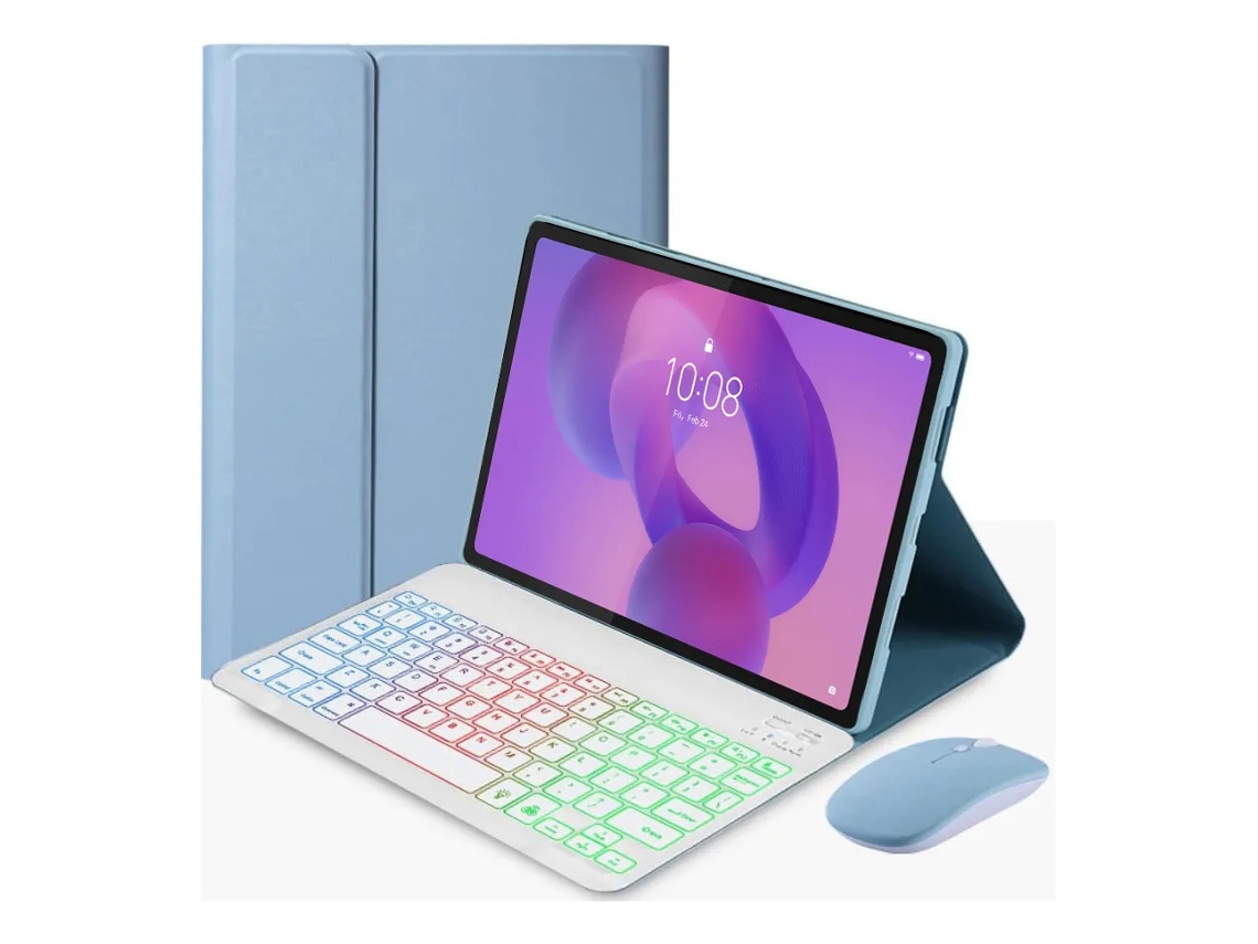Capa Para Lenovo Tab K11 Gen 2 (11") 2025, Com Teclado Retroiluminado Destacávelfina Em Pele.rato Carregamento Modo Duplo Azul Hexinyigjly