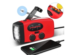 Rádio Solar AQUAFORGE com Manivela, Bateria 5000mAh, Am/fm, Lanterna LED e Função Meteorológica