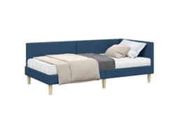 Conjunto de 2 Estruturas de Cama de Canto com Colchão Outros Azul Tecido MAISON EXCLUSIVE