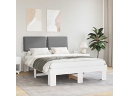 Vidaxl Estrutura de Cama com Cabeceira Estofada Cinzento claro