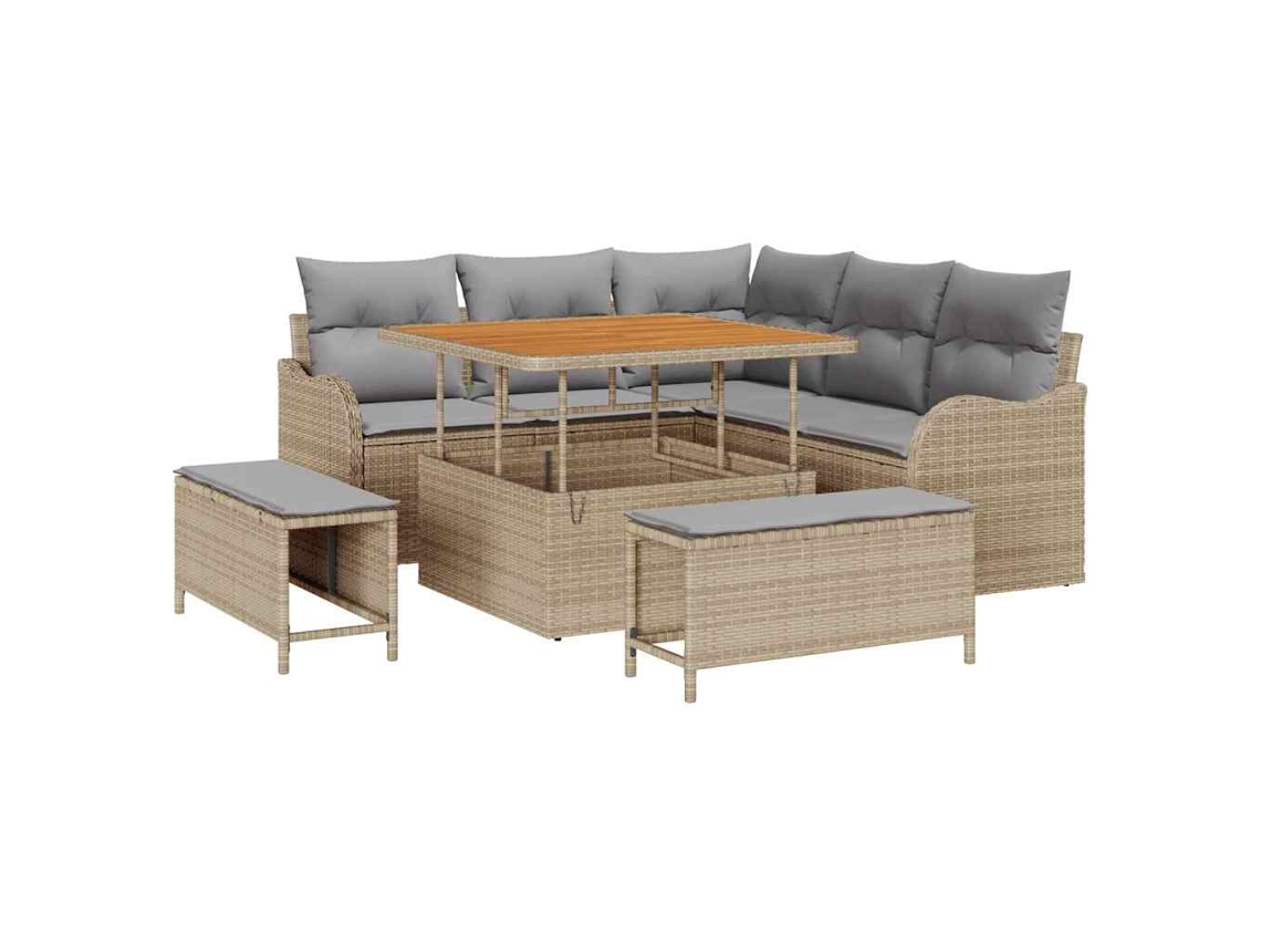 Maison Exclusive - Conjunto De Sofá De Jardim 8 Pcs Bege E Cinza Claro