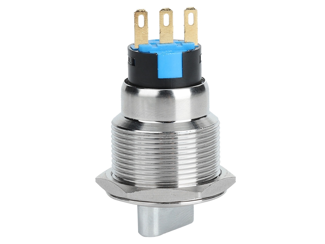 Interruptor Seletor Rotativo de Inox Ip67 19mm 3 Pinos 2 Níveis À Prova D'água YURU