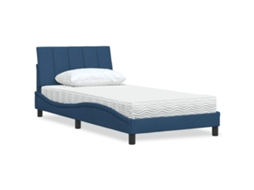 Vidaxl Cama com Colchão Hanko 100x200 Cm Tecido Azul