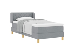 Cama De Solteiro | Camas Para Quarto | Cama Box Com Colchão Cinzento-claro 100 X 200 Cm Tecido