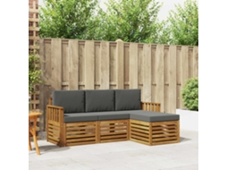 Vidaxl Conjunto De Sofás Para Exterior 4 Pcs Natural E Antracite