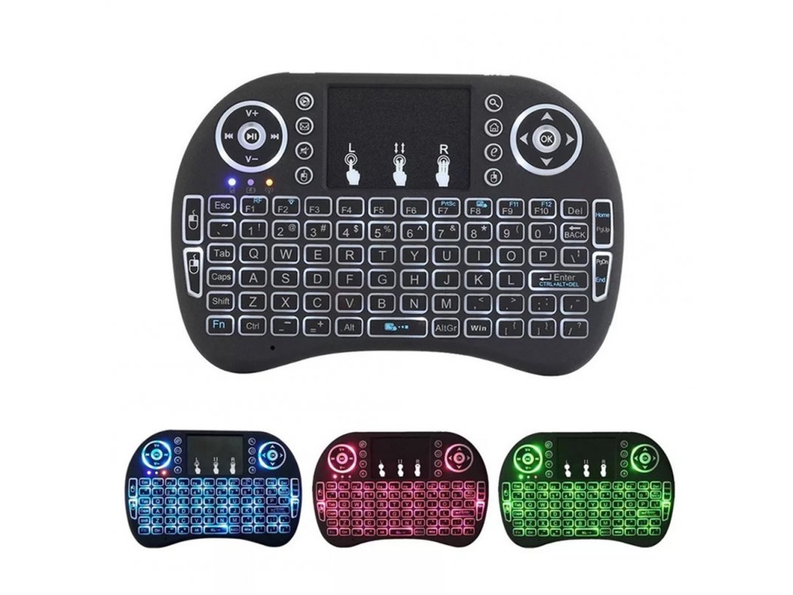 I8 Air Mouse Mini Teclado Sem Fio Colorido Luminoso Teclado Rgb