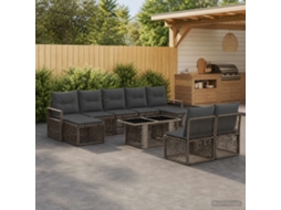 Vidaxl Conjunto De Sofá De Jardim 10 Unid. Cinza E Cinza Escuro