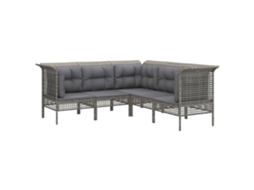 Conjunto de 5 Lounge de Jardim com Almofadões Vime Pe Cinzento MAISON EXCLUSIVE (5pcs)
