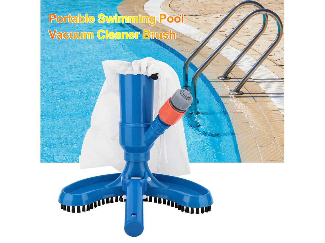 Vassoura para piscina e mini aspirador de jato para limpeza de piscinas e fontes.