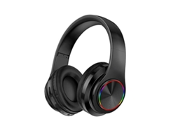 Fones Sem Fio Bluetooth JIAPEI com Led Coloridas, Confortáveis, Sobre orelha, Dobrável, Microfone, Fm, Slot Sd, Preto