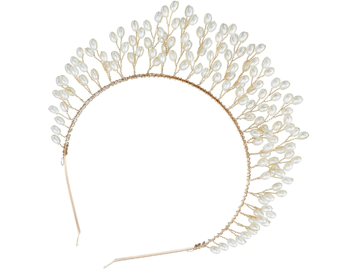 Coroa de casamento com tiara para coque feminino em design elegante da Liga Dourada.