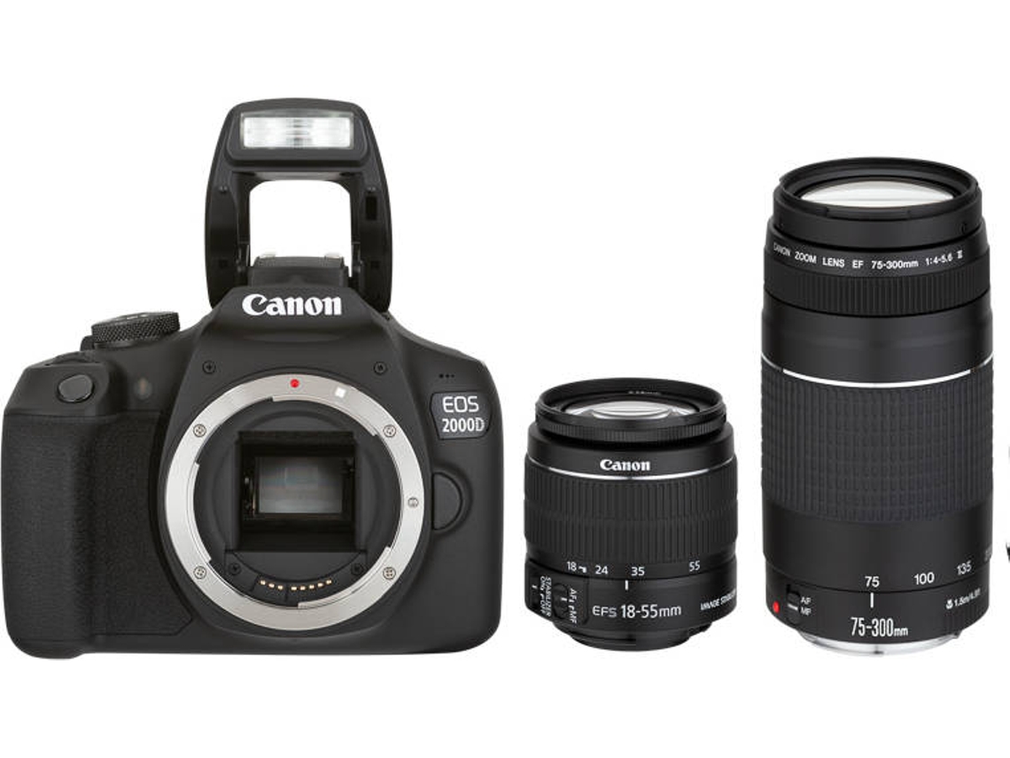 Kit Máquina Fotográfica CANON EOS2000D + 181855mm f/3.55.6 IS + 75