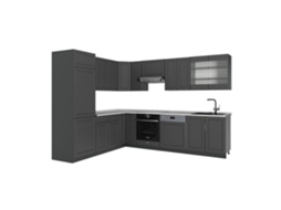 Cozinha Em Ângulo Fame Line, 287x60cm, Pt Mármore, Anthrazit Gold Landhaus, Antracite, Vicco