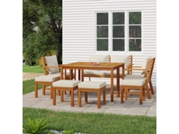 Vidaxl 9 Pcs Conjunto De Jantar P/ Jardim C/ Almofadões Acácia Maciça