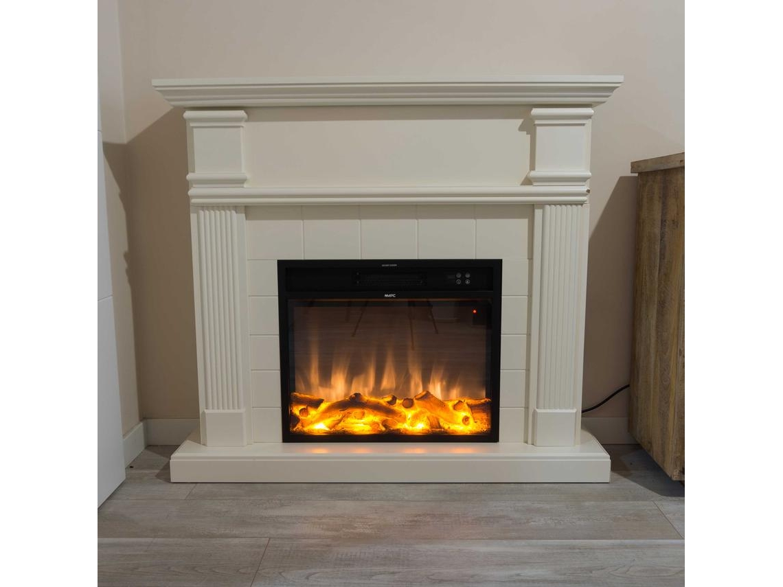 Mpc CAMINO CALDERA Lareira de chão com estrutura e queimador eléctrico de 1500W, branco
