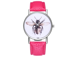 Reloj Analógico De Cuarzo Con Correa De Cuero Pu Hombre Deportivo (rojo Rosa)