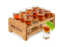 Conjunto De 12 Copos De Shot 15ml Com Suporte, Vidro Sem Chumbo, Ideal Para Bares E Entretenimento