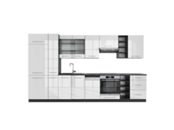 Cozinha Fame-Line, 355 cm, PT Antracite, Branco brilhante/Antracite VICCO