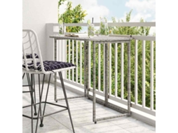 Vidaxl Mesa De Jardim Dobrável 90x51x75 Cm Vime Pe Cinzento